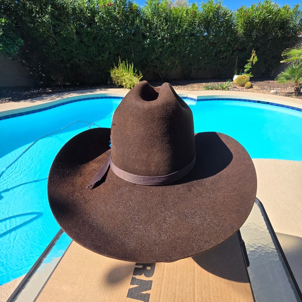 Vintage Stetson “Stallion” Cowboy Hat Size 6 7/8 Brown with Feather – USA Made - Picture 3 of 12